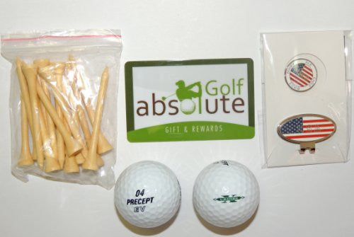 48 Precept Mixed Recycled Golf Balls Grade C With Free Tee's and Magnetic American Flag Golf Ball Marker/Hat Clip