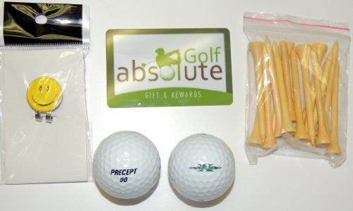 48 Precept Men's Recycled Golf Balls With Free Tee's & Magnetic Smiley Face Golf Ball Marker/Hat Clip