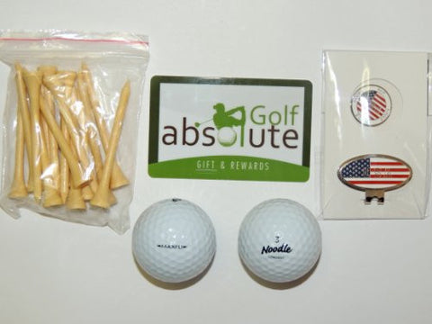 36 Maxfli Noodle Mix Recycled Golf Balls Grade A With Free Tee's & Magnetic American Flag Golf Ball Marker/Hat Clip