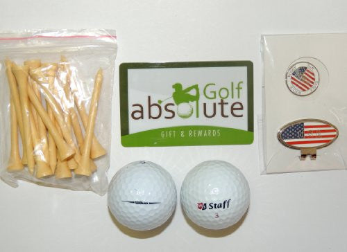 48 Wilson Recycled Golf Ball Gif Package With Golf Tee's and Magnetic American Flag Golf Ball Marker