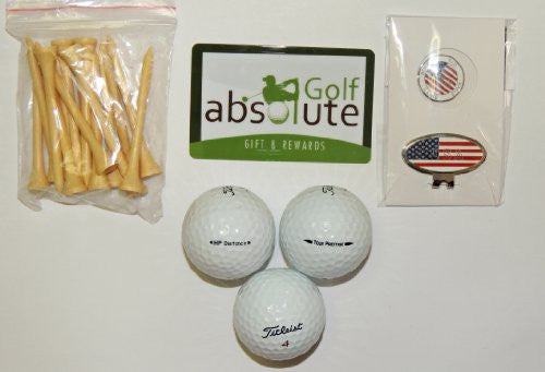 36 Titleist Recycled Golf Balls,Grade C With Free Tee's Magnetic American Flag Golf Ball Marker/Hat Clip