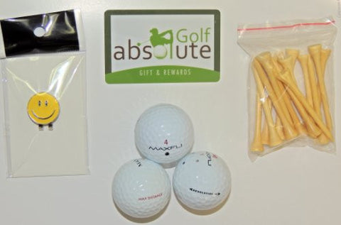 48 Maxfli Recycled Golf Balls Grade A/B With Free Tee's and Magnetic Smiley Face Golf Ball Marker/Hat Clip