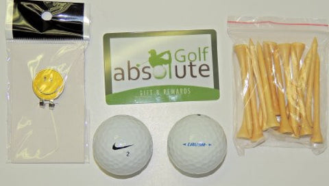 36 Nike Crush Recycled Golf Balls,Grade A/B Free Golf Tee's and Magnetic Smiley Face Golf Ball Marker/Hat Clip